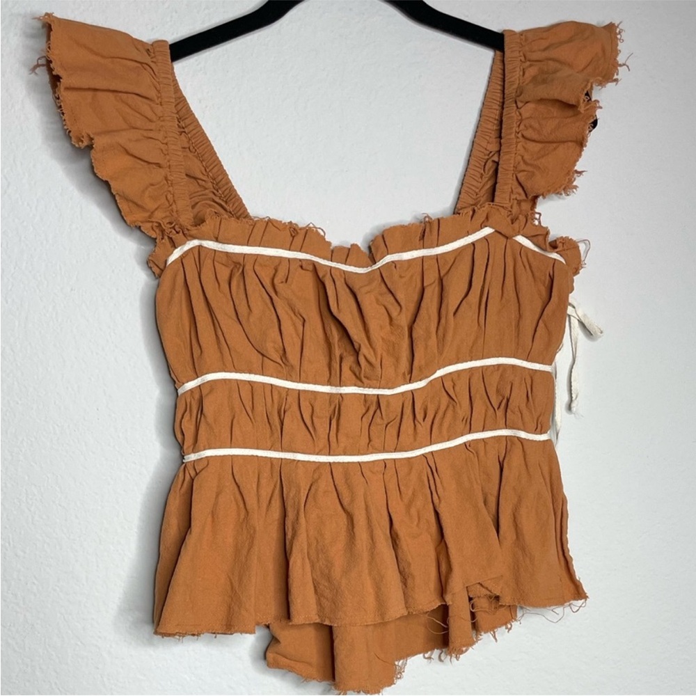 Free People Claude Corset Top Orange Lace Up Side Tie Small